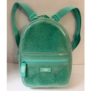 UGG Dannie Clear Mini Backpack Teal Green Shearling TPU Bag 1113835 10.5"x8"